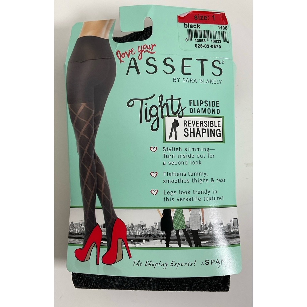 NIP Spanx Love Your Assets Flipside Diamond Reversible Shaping Tights Black Sz 1